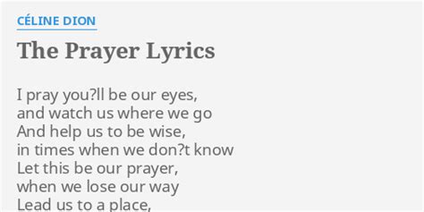 lyrics to the prayer celine dion
